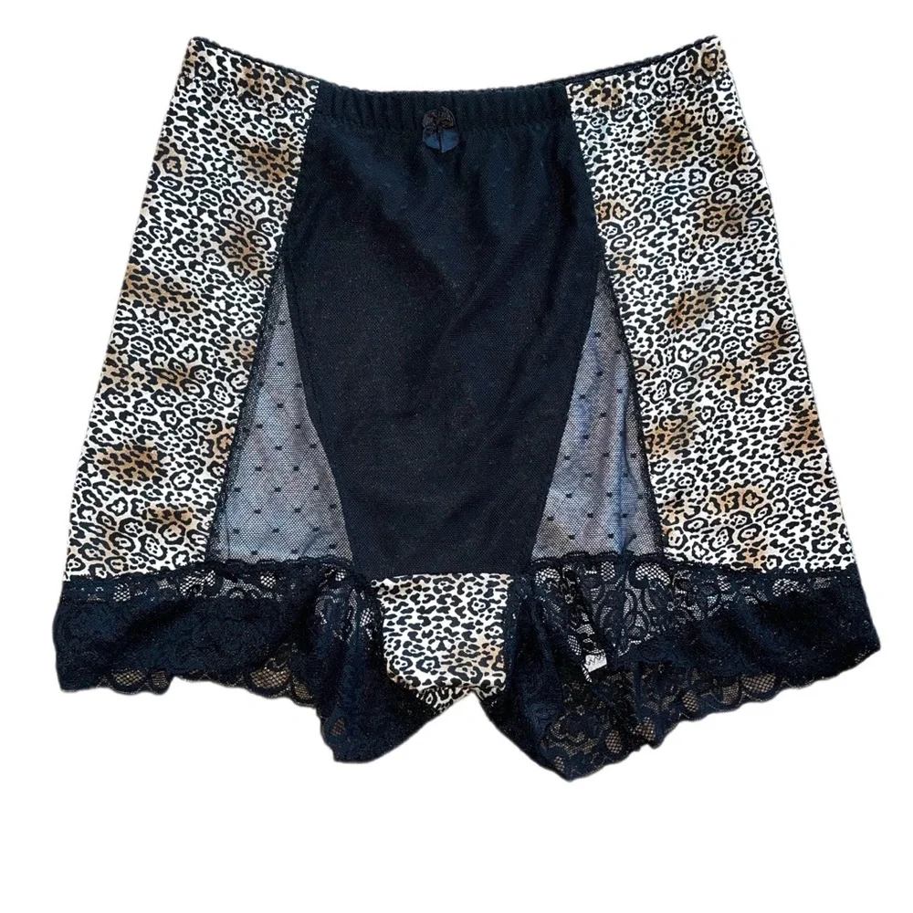 Rhonda Shear Pin-Up Panty Lace Animal Print Mesh - L - Picture 4 of 7